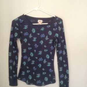 Blue Floral Long Sleeved Shirt